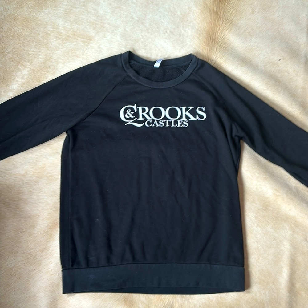 CROOKS & CASTLES Black Pullover Crewneck Sweatshirt